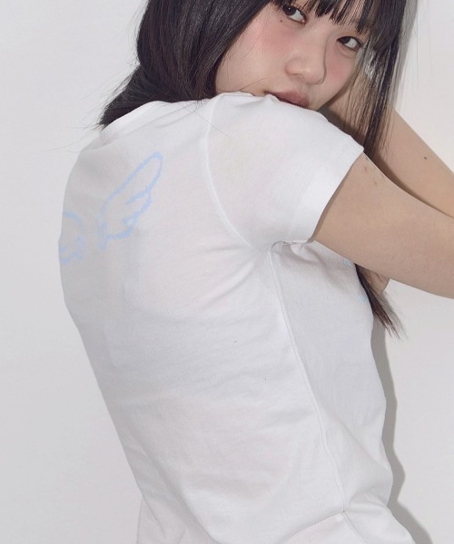 ★FANCYCLUB★ANGEL MARK CROP TEE (WHITE)★正規品/直送料込 FANCY CLUB】ANGEL MARK CROP TEE（Tシャツ/カットソー）｜FANCY
