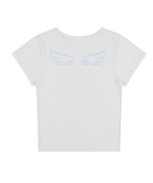 ★FANCYCLUB★ANGEL MARK CROP TEE (WHITE)★正規品/直送料込 FANCY CLUB】ANGEL MARK CROP TEE（Tシャツ/カットソー）｜FANCY