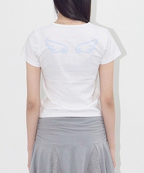 ☆NASTY FANCY CLUB☆ Angel Mark Crop Tee WHITE F25QB104 ANGEL MARK CROP TEE (WHITE) F25QB104 - FANCY CLUB | 60