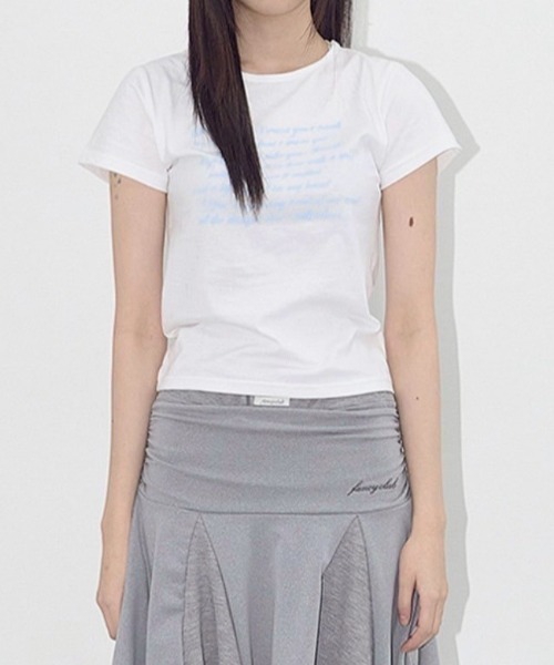 ☆NASTY FANCY CLUB☆ Angel Mark Crop Tee WHITE F25QB104 FANCY CLUB | ANGEL MARK CROP TEE (WHITE)