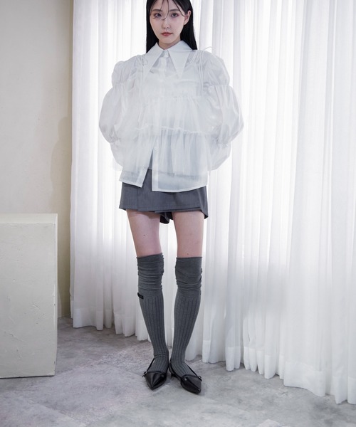 Y/lim（イリム）の「肩リボンランダムチュールキャミ（キャミソール・レディース・オフホワイト/グレー/ブラック・FREE）」の7枚目の写真