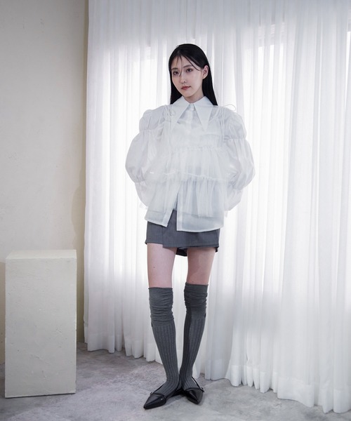 Y/lim（イリム）の「肩リボンランダムチュールキャミ（キャミソール・レディース・オフホワイト/グレー/ブラック・FREE）」の8枚目の写真