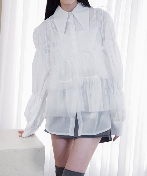 Y/lim（イリム）の「肩リボンランダムチュールキャミ（キャミソール・レディース・オフホワイト/グレー/ブラック・FREE）」の15枚目の写真