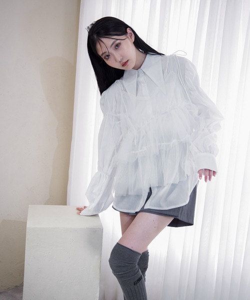 Y/lim（イリム）の「肩リボンランダムチュールキャミ（キャミソール・レディース・オフホワイト/グレー/ブラック・FREE）」の16枚目の写真