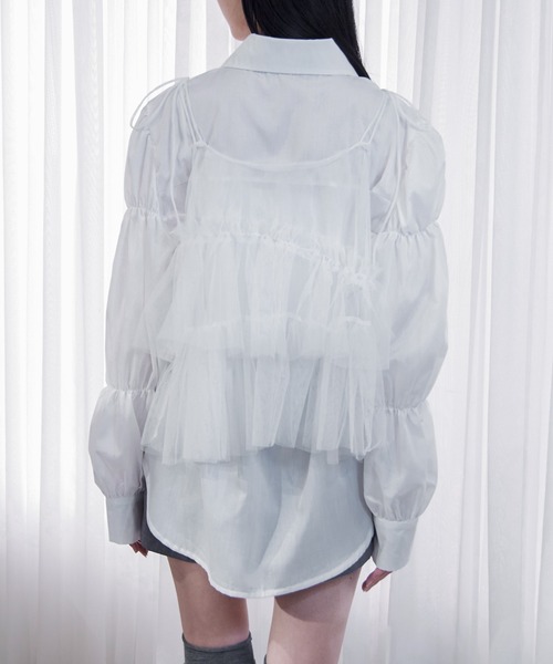 Y/lim（イリム）の「肩リボンランダムチュールキャミ（キャミソール・レディース・オフホワイト/グレー/ブラック・FREE）」の18枚目の写真