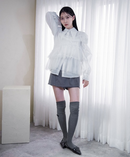 Y/lim（イリム）の「肩リボンランダムチュールキャミ（キャミソール・レディース・オフホワイト/グレー/ブラック・FREE）」の9枚目の写真