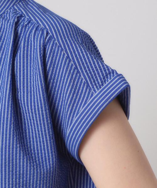 ITS'DEMO（イッツデモ）の「【洗濯機OK／洗濯後しわになりにくい】カットサッカー前開きプルオーバー（シャツ/ブラウス・レディース・ネイビー/ベージュ/オフホワイト/サックスブルー・00）」の6枚目の写真