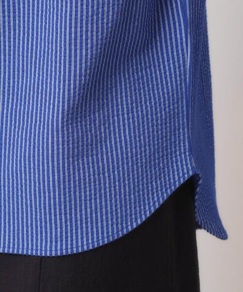 ITS'DEMO（イッツデモ）の「【洗濯機OK／洗濯後しわになりにくい】カットサッカー前開きプルオーバー（シャツ/ブラウス・レディース・ネイビー/ベージュ/オフホワイト/サックスブルー・00）」の5枚目の写真
