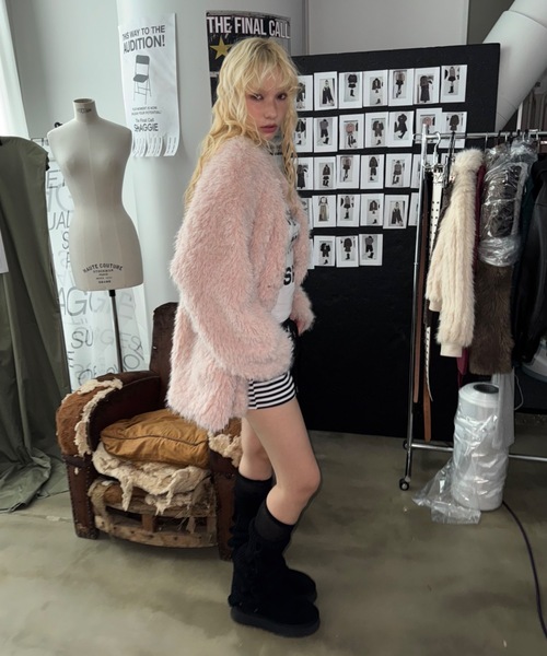 セール】【ViVi掲載】プードルボアダブルテーラードジャケット