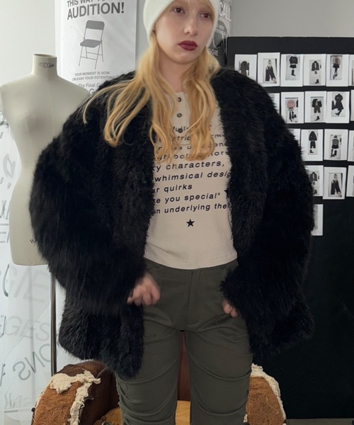 セール】【ViVi掲載】プードルボアダブルテーラードジャケット