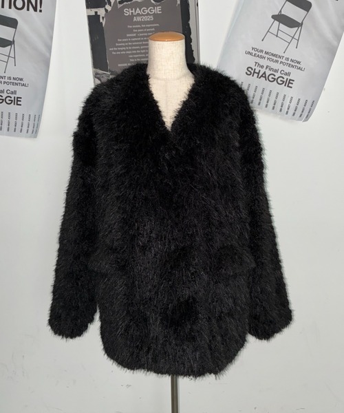 SHAGGIE（シャギー）の「【ViVi掲載】プードルボアダブルテーラードジャケット（テーラードジャケット・レディース・ブラック/ピンク/ベージュ・FREE）」の9枚目の写真