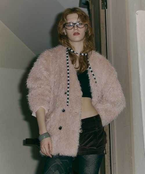 【ViVi掲載】プードルボアダブルテーラードジャケット　新品タグ付き セール】【ViVi掲載】プードルボアダブルテーラードジャケット