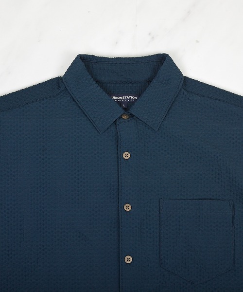 UNION STATION(ユニオンステーション)の「ストレッチポリエステルリンクスジャガードシャツ(シャツ/ブラウス・メンズ・サックスブルー/ベージュ/ネイビー・M/L/LL)」の14枚目の写真
