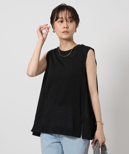 green label relaxing(グリーンレーベルリラクシング)の「ドライ シアー ウラケ ノースリーブ プルオーバー(Tシャツ/カットソー・レディース・ブラック/ホワイト/ベージュ・FREE)」の2枚目の写真