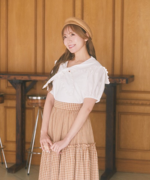 Areeam（アリーム）の「フリルセ－ラーカラーブラウス（シャツ/ブラウス・レディース・ライトブルー/オフホワイト・FREE）」の9枚目の写真