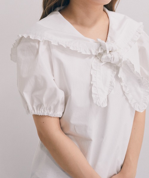 Areeam（アリーム）の「フリルセ－ラーカラーブラウス（シャツ/ブラウス・レディース・ライトブルー/オフホワイト・FREE）」の20枚目の写真