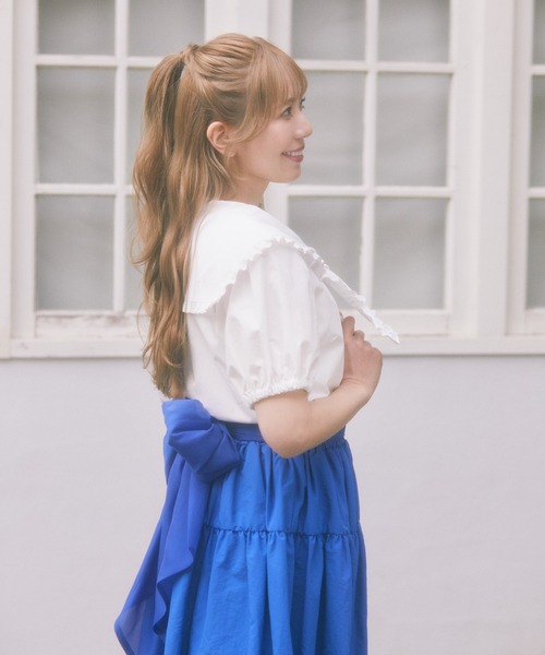 Areeam（アリーム）の「フリルセ－ラーカラーブラウス（シャツ/ブラウス・レディース・ライトブルー/オフホワイト・FREE）」の6枚目の写真