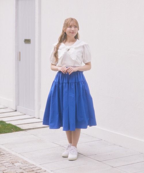 Areeam（アリーム）の「フリルセ－ラーカラーブラウス（シャツ/ブラウス・レディース・ライトブルー/オフホワイト・FREE）」の5枚目の写真