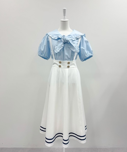 Areeam（アリーム）の「フリルセ－ラーカラーブラウス（シャツ/ブラウス・レディース・ライトブルー/オフホワイト・FREE）」の12枚目の写真