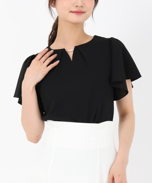 MISCH MASCH(ミッシュマッシュ)の「2025新作 パールフレア袖カットブラウス(シャツ/ブラウス・レディース・ピンク/ホワイト/ブラック/グレー・フリ-)」の3枚目の写真