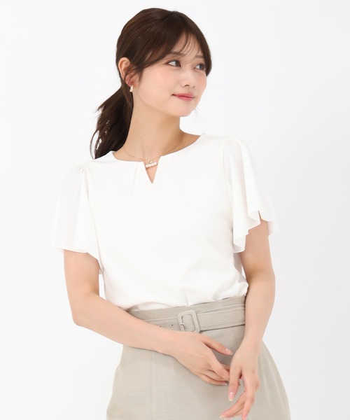 MISCH MASCH(ミッシュマッシュ)の「2025新作 パールフレア袖カットブラウス(シャツ/ブラウス・レディース・ピンク/ホワイト/ブラック/グレー・フリ-)」の11枚目の写真