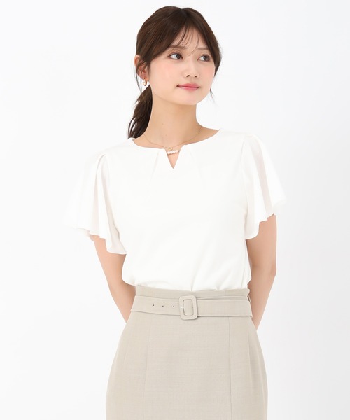 MISCH MASCH(ミッシュマッシュ)の「2025新作 パールフレア袖カットブラウス(シャツ/ブラウス・レディース・ピンク/ホワイト/ブラック/グレー・フリ-)」の12枚目の写真