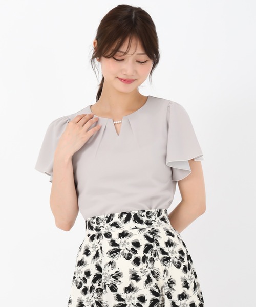 MISCH MASCH(ミッシュマッシュ)の「2025新作 パールフレア袖カットブラウス(シャツ/ブラウス・レディース・ピンク/ホワイト/ブラック/グレー・フリ-)」の9枚目の写真