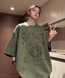 【Bz】ベロアタッチオーバーサイズプリントTシャツ