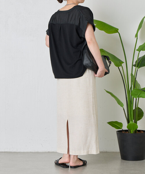 Jena espace merveilleux（ジェナ　エスパスメルヴェイユ）の「【スッキリ半袖シャツ】フロントタックシアーブラウス（シャツ/ブラウス・レディース・グレー/ブラック/グリーン・FREE）」の6枚目の写真