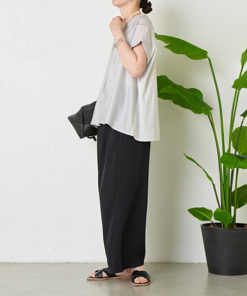 Jena espace merveilleux（ジェナ　エスパスメルヴェイユ）の「【スッキリ半袖シャツ】フロントタックシアーブラウス（シャツ/ブラウス・レディース・グレー/ブラック/グリーン・FREE）」の14枚目の写真