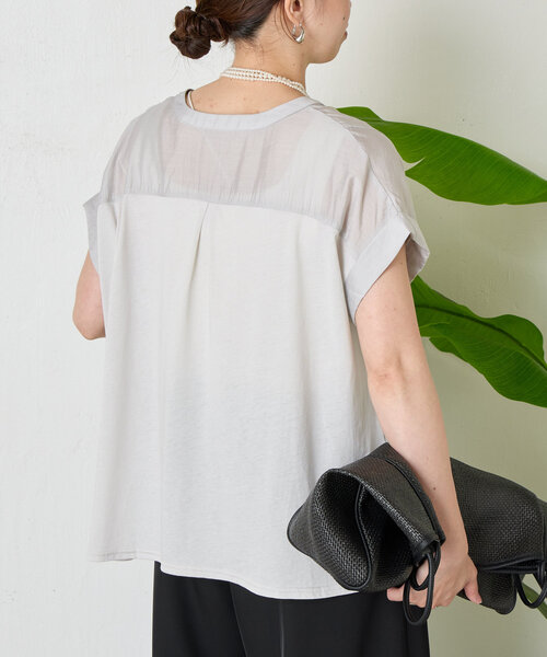 Jena espace merveilleux（ジェナ　エスパスメルヴェイユ）の「【スッキリ半袖シャツ】フロントタックシアーブラウス（シャツ/ブラウス・レディース・グレー/ブラック/グリーン・FREE）」の18枚目の写真