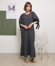 Palm Riche（ポームリシュ）の「リネンライクロングカフスワンピース（ワンピース）」