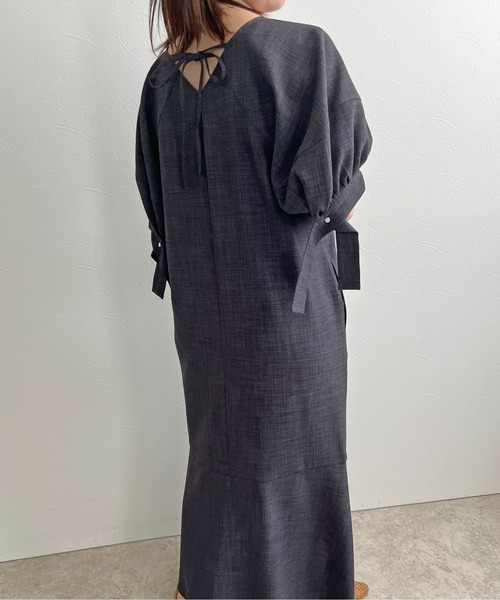 リネンライクロングカフスワンピース Palm Riche│Eimee Law & LHELBIE