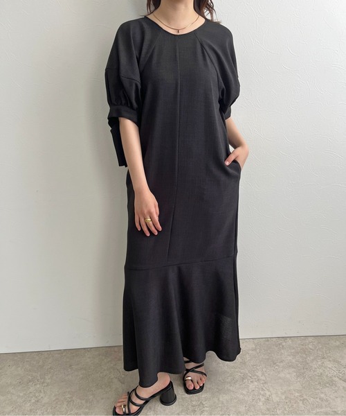 リネンライクロングカフスワンピース Palm Riche│Eimee Law & LHELBIE