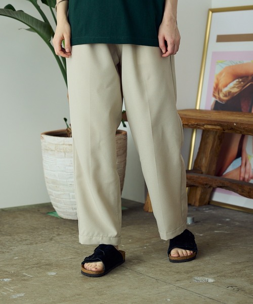 Lee(リー)の「Lee/リー BELTED EASY PANTS イージーパンツ ベルトリボン センタープレス テーパード スラックス(スラックス・メンズ・グレー/ライトグリーン/ブラック・M/L)」の5枚目の写真