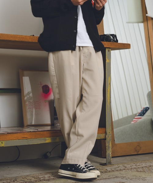 Lee(リー)の「Lee/リー BELTED EASY PANTS イージーパンツ ベルトリボン センタープレス テーパード スラックス(スラックス・メンズ・グレー/ライトグリーン/ブラック・M/L)」の12枚目の写真