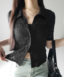 ※※【 ２color 】コンパクトワンホンストレッチレースシャツ ／ compact wanghong stretch lace shirts