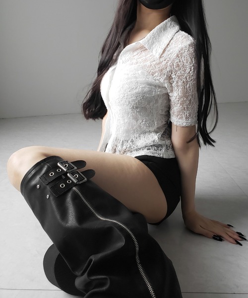 me+em select（ミームセレクト）の「※※【 ２color 】コンパクトワンホンストレッチレースシャツ ／ compact wanghong stretch lace shirts（シャツ/ブラウス・レディース・ブラック/ホワイト・FREE）」の14枚目の写真