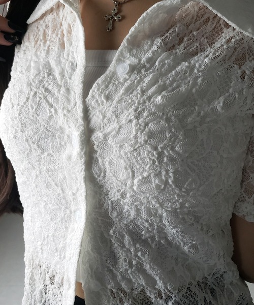 me+em select（ミームセレクト）の「※※【 ２color 】コンパクトワンホンストレッチレースシャツ ／ compact wanghong stretch lace shirts（シャツ/ブラウス・レディース・ブラック/ホワイト・FREE）」の22枚目の写真