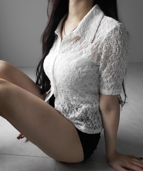 me+em select（ミームセレクト）の「※※【 ２color 】コンパクトワンホンストレッチレースシャツ ／ compact wanghong stretch lace shirts（シャツ/ブラウス・レディース・ブラック/ホワイト・FREE）」の17枚目の写真