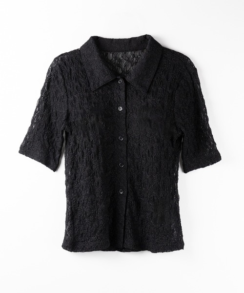 me+em select（ミームセレクト）の「※※【 ２color 】コンパクトワンホンストレッチレースシャツ ／ compact wanghong stretch lace shirts（シャツ/ブラウス・レディース・ブラック/ホワイト・FREE）」の6枚目の写真