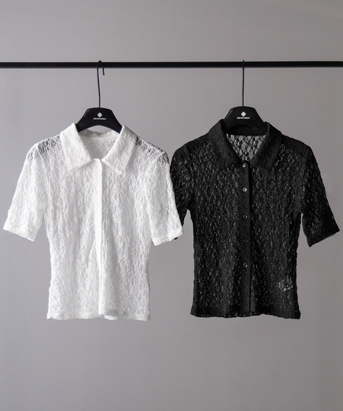 me+em select（ミームセレクト）の「※※【 ２color 】コンパクトワンホンストレッチレースシャツ ／ compact wanghong stretch lace shirts（シャツ/ブラウス・レディース・ブラック/ホワイト・FREE）」の21枚目の写真