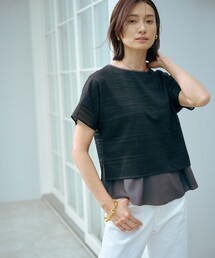 【WEB限定カラーあり・洗える】レースドッキング カットソー