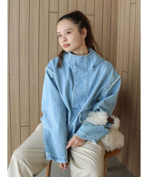 Ungrid（アングリッド）の「フードデザインルーズトップス（パーカー・レディース・ブルー/オフホワイト/ブラック・FREE）」の16枚目の写真