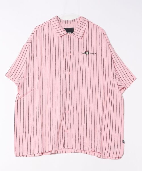 VANS(バンズ)の「RIROO DOG ストライプシャツ(シャツ/ブラウス・メンズ・オフホワイト/ピンク・XX-LARGE/X-LARGE/LARGE/MEDIUM/SMALL/X-SMALL)」の2枚目の写真
