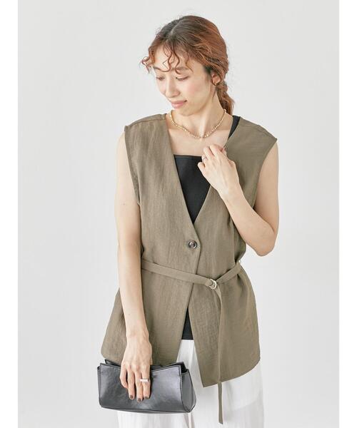 ドレステリア 24SS リネンブレンド ヘリンボーン ジレ ベスト ベージュ DRESSTERIOR（ドレステリア）の「【セットアップ可】リネン