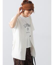 ベルト付き麻調ジレ