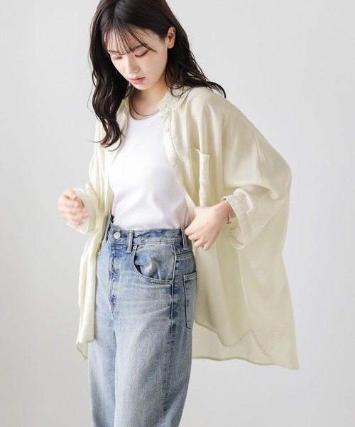 lesperance(レスぺランス)の「オーバーサイズシアーシャツ(シャツ/ブラウス・レディース・ゼブラ/イエロー/ベージュ/ピンク/ブラック・フリー)」の13枚目の写真