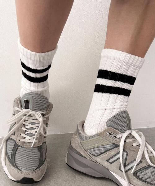 WEGO（ウィゴー）の「WEGO/ローゲージラインソックス（ソックス/靴下・メンズ・ブラウン/レッド/ブラック/ホワイト/グリーン・25-27CM）」の2枚目の写真