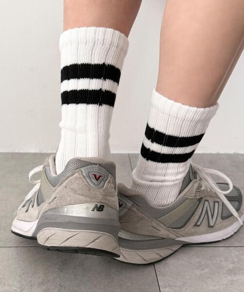 WEGO（ウィゴー）の「WEGO/ローゲージラインソックス（ソックス/靴下・メンズ・ブラウン/レッド/ブラック/ホワイト/グリーン・25-27CM）」の19枚目の写真